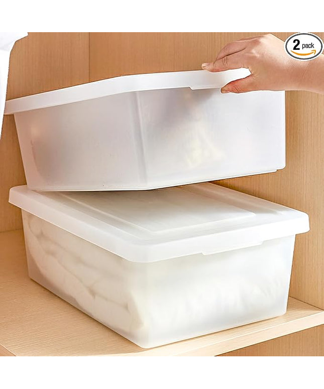 15 QuartStackable Plastic Storage Bins with Lids,Container to Organize Shoes and Crafts on Closet Shelves,Garage, Totes, Tubs Boxes Organizing 4 Pack (N-2L)