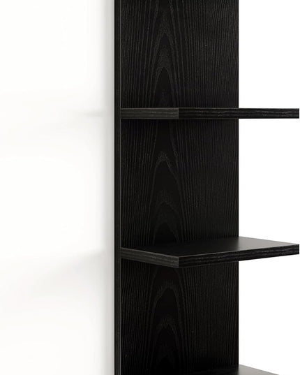 Fun Memories 4 Tier Wall Shelf Unit, Vertical Floating Shelf, Wall Mount Lack Shelving Home Decor Organizer Tall Tower Design Utility Shelving for Bedroom Living Room, Black