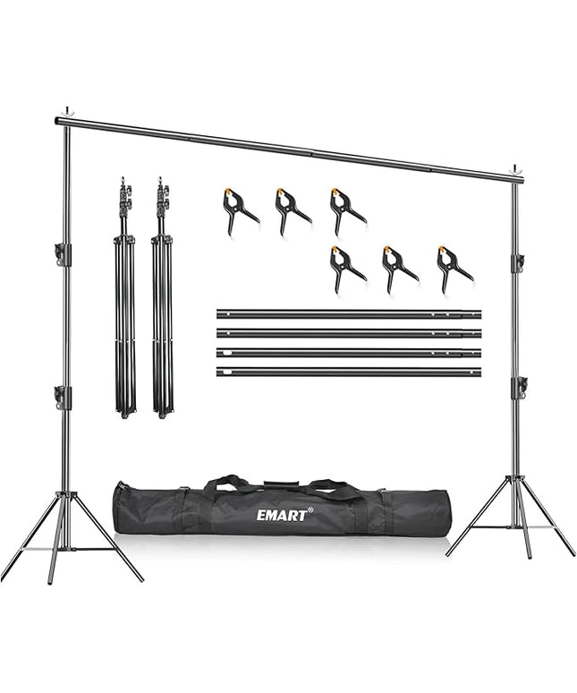 EMART Heavy Duty Backdrop Stand, 8.5 x 10ft Adjustable Photo Background Support System Kit with Carry Bag for Photography