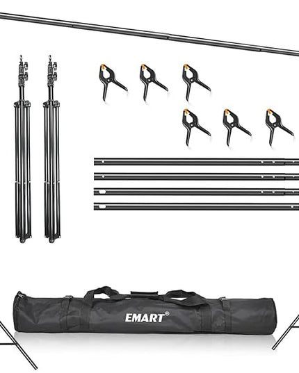 EMART Heavy Duty Backdrop Stand, 7 x 10ft Adjustable Background Support System Kit with Carry Bag for Photography