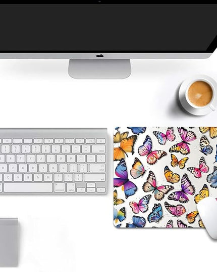 Rainbow Butterfl Square Mouse pad, Texture, Waterproof, Anti Slip Rubber Base, Computer Mouse pad, Laptop Mouse pad