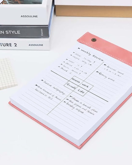 Mogoostry A5 Lined Planning Pads 5.9" x 8" Planner To Do List Memo Note Pads Screw Binding Writing Paperboard Notepad, 100 Sheets per Pack, Pink