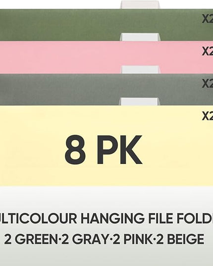 BALEINE 8PK Hanging File Folders, Letter Size Hanging Folders with 1/5-Cut Tabs for Filing Cabinets, File Boxes (8PK, Letter Size)