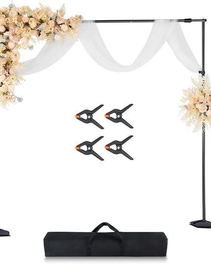 VEVOR Backdrop Stand, 8.5 x 10 ft Adjustable Photo Backdrop Stand Kit, Portable Background with 7 Crossbars, Heavy Duty Projector Screen, for Wedding, Photo Video Studio & Party