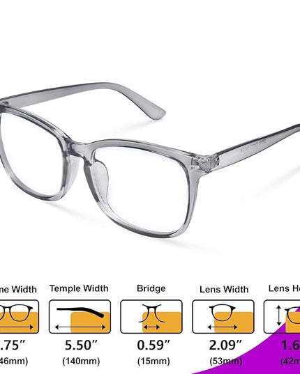 VISOONE Blue Light Blocking Glasses Square with Anti Computer Glare for Gaming Women and Men MONTANA