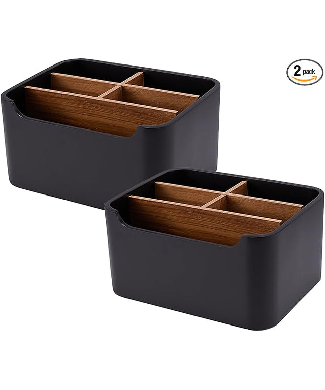 SZYRL Stylish Desk Organizers and Remote Control Holders in Black, Pen Phone Holder Organizer, Multi-Purpose Caddy Storage Accessories for Office Desktop Coffee Table Bedside Nightstand