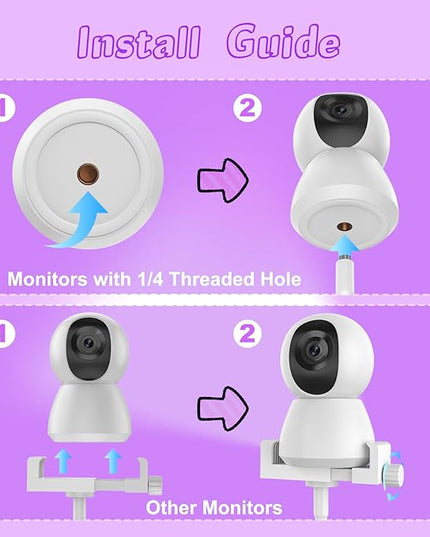 Baby Monitor Mount - Universal Adjustable Monitor Flex Stand for Hello Baby, Nanit Pro, Infant Optics, VTech & Most Baby Monitors - Detachable Arm Camera Clip Mount with Cute Stickers for Crib