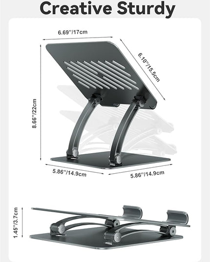 tounee Tablet Holder Stand, Dual Rod Adjustable Aluminum Desktop Stand, Compatible with 4.7-16.9" iPads, Surface Tablets, Portable Monitors, Kindle & More (Gray)
