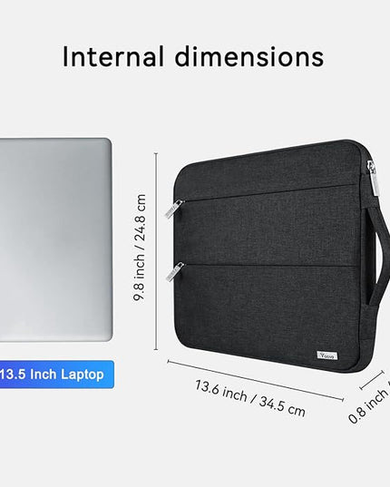 Voova 13 13.6 Inch Laptop Sleeve Case Compatible with MacBook Air 13 M1/M2/M3/M4 2020-2025, MacBook Pro 13/14, IPad Air/Pro 13, Waterproof Slim Computer Bag Cover with Handle, Black