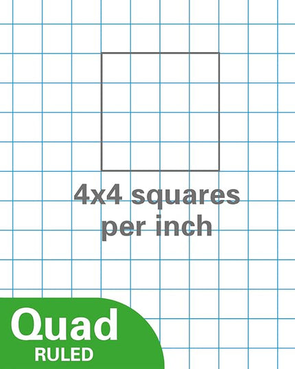 WritePads Graph Paper Loose Leaf Paper, Standard 8"x10-1/2" 4x4 Quad Ruled Notebook Paper,3 Hole Punched Filler Paper, 3 Ring Binder Paper, 300 Sheets Grid Paper, Made In USA