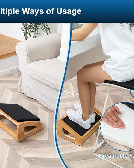 StrongTek Wood Ergonomic Footrest - 4-Angle Adjustable Foot Stool for Desk, Office Footrest, Anti-Slip Foot Stand for Under Desk, Enhances Posture, Promotes Blood Circulation, Easy Assembly (Espresso)