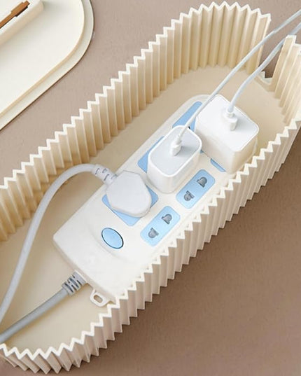 Cable Management Box,Desk Cord Organizer with Groove Cover,Plastic Cord Hider Box,Large Cable Box Organizer,Power Socket Management for TV/Computer/Router/Games Console Cable Storage (White)