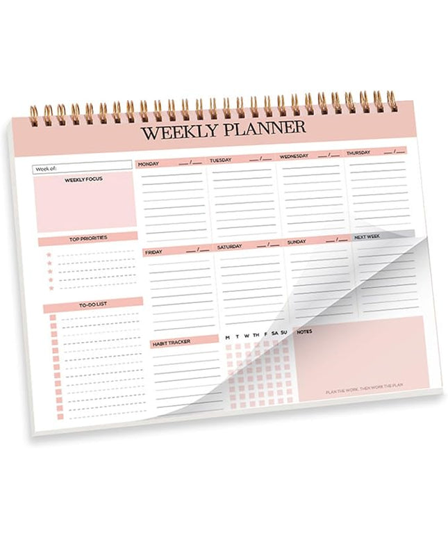 Weekly Planner, 52 Pages Undated Daily List Schedule Notebook Time Management Memo Pad for Office, Home Planning & School Scheduling (Pattern-A)
