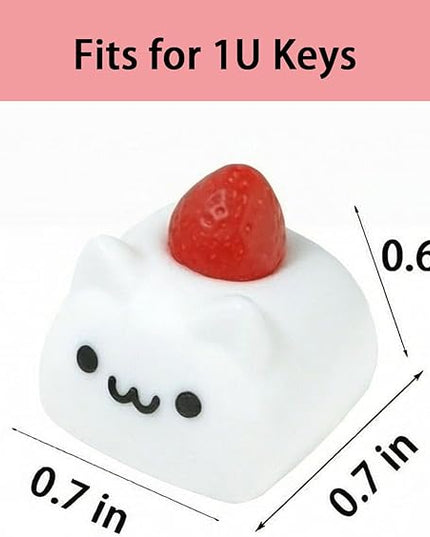 Artisan Keycaps, Cute Custom Couple Rabbits Key Caps for MX Mechanical Keyboard, Resin Handmade 1U Replacement for Esc Arrow Keys - Strawberry Rabbit