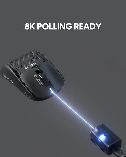 Pulsar Gaming Gears LAB X2F Wireless Fingertip Gaming Mouse, Ultra Lightweight 1.34 oz (38 g), HUANO Blue Pink Dot Switches, 32,000 DPI, 750 IPS, XS-1 Sensor, 8K Compatible (Black)