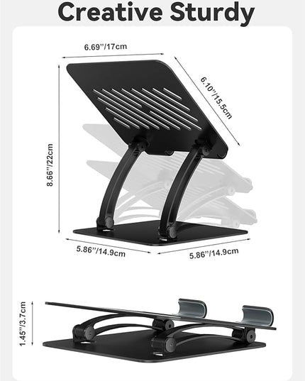 tounee Tablet Holder Stand, Dual Rod Adjustable Aluminum Desktop Stand, Compatible with 4.7-16.9" iPads, Surface Tablets, Portable Monitor, Kindle and More (Black)