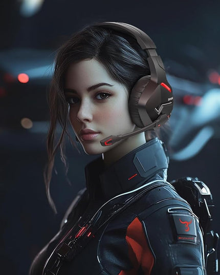 BINNUNE 2.4GHz Wireless Gaming Headset for PS5 PC PS4 Switch, 120H Ultra-Long Battery, Bluetooth 5.3 Over Ear Headphones with Noise Canceling Mic, 50mm Drivers, Comfort Wireless Headphones, Black