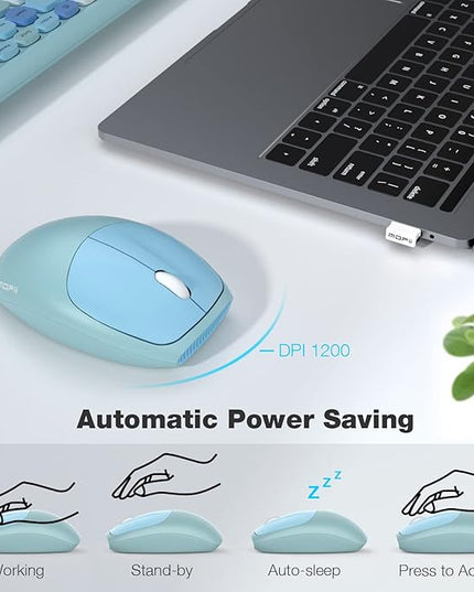 MOFII Wireless Keyboard and Mouse Combo Silent, Slim Compact 2.4G USB Full Size, Cute 110 Keys Keyboard for PC, Notebook, MacBook, Tablet, Laptop, Windows System