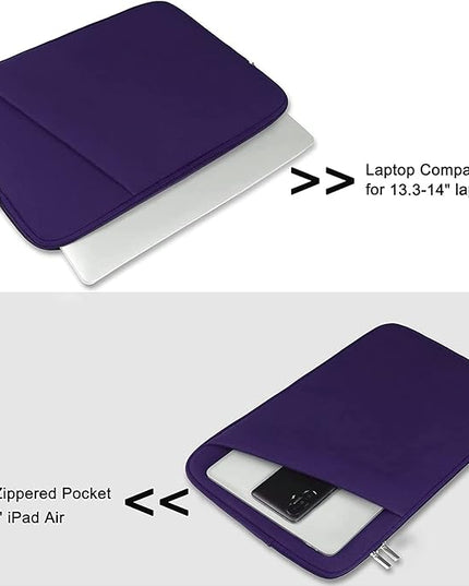 Laptop Sleeve 14 inch, Durable Carrying Bag Shockproof Protective Case Cover, Handbags Briefcase Laptop Bag Compatible with 14" MacBook Air/Pro HP Asus Lenovo Notebook Computer, Purple