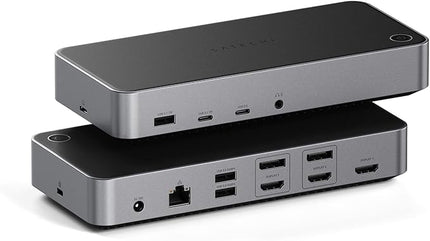 Satechi 13 in 1 Triple 4K USB C Docking Station, 100W Charging, 2 DP, 3 HDMI, 2 USB C, 3 USB-A, Gigabit Ethernet, and Audio Jack for Mac/Windows, MacBook Air/Pro M5/M4, DisplayLink Required