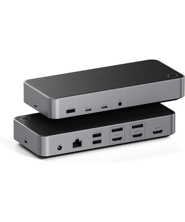 Satechi 13 in 1 Triple 4K USB C Docking Station, 100W Charging, 2 DP, 3 HDMI, 2 USB C, 3 USB-A, Gigabit Ethernet, and Audio Jack for Mac/Windows, MacBook Air/Pro M5/M4, DisplayLink Required