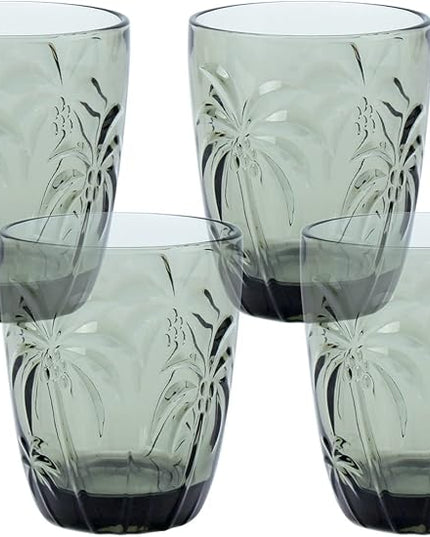 M&N HOME Set of 4 Old Fashioned Drinking Glasses, 9 Oz Cups, Glass Tumblers, Glass Cups, Water Glasses, Juice Glasses, Highball Glasses, Glassware Set - GREY SET