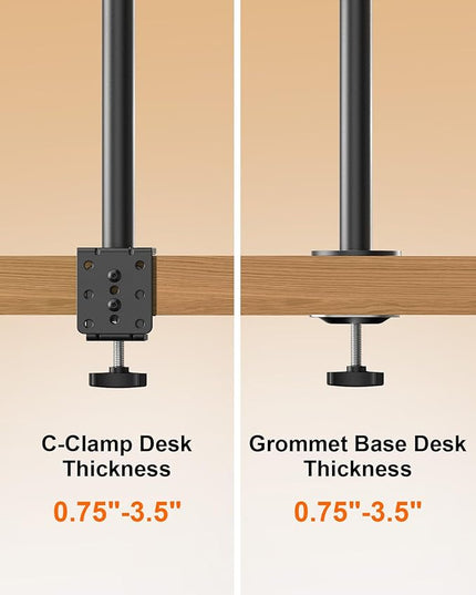 Single Monitor Desk Mount, Fully Adjustable Stand for 13-27″ Monitors, Holds Up to 22 lbs, Height, Swivel, Tilt Adjustments, C Clamp/Grommet Mount Options, Built-in Cable Management