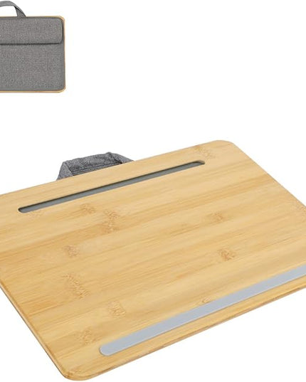 SUMISKY Portable Laptop Desk with Cushion and Phone Holder Bamboo Laptop Stand for Sofa Fits Up to 14 Inches