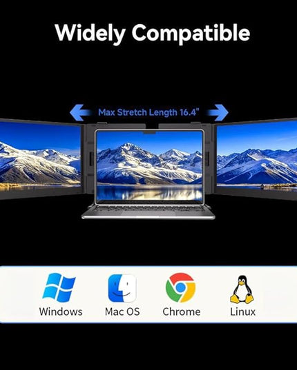 15.3" Laptop Screen Extender, 1200P FHD Ultra-Thin Triple Screen Laptop Monitor Extender, 100%sRGB Travel Portable Monitor for Laptops, Multi Screens Laptops Attachment Compatible with Windowss Mac
