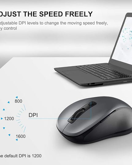 WisFox 2.4G Wireless Mouse for Laptop, Ergonomic Computer Mouse with USB Receiver and Type-C Adapter, 3 Adjustable Levels DPI, 6 Button Cordless Wireless Mice (Grey, 10 Pack)