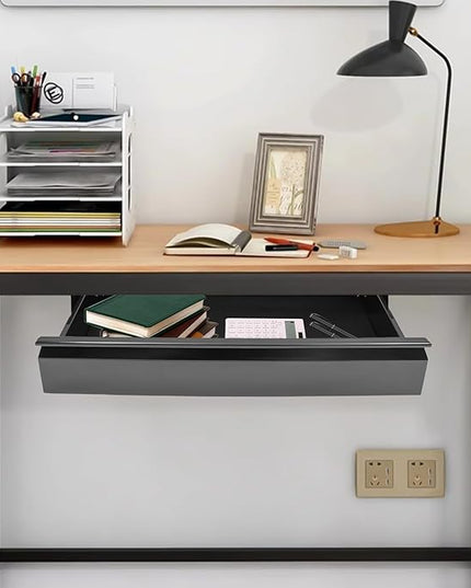 FFanhia 22 Inches Under Desk Mounted Sliding Pull-out Drawer Storage Drawer for Sit Stand Workstation Office Desk(Applicable Table Thickness: 0.79in) Black