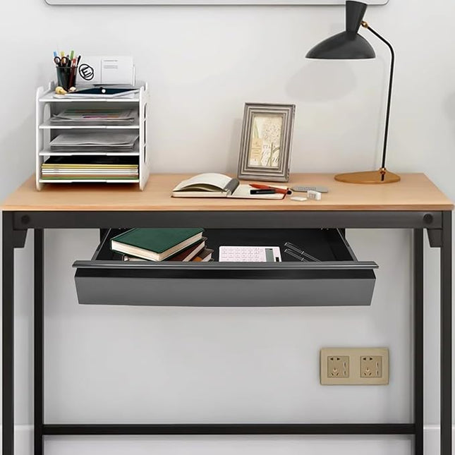 FFanhia 22 Inches Under Desk Mounted Sliding Pull-out Drawer Storage Drawer for Sit Stand Workstation Office Desk(Applicable Table Thickness: 0.79in) Black