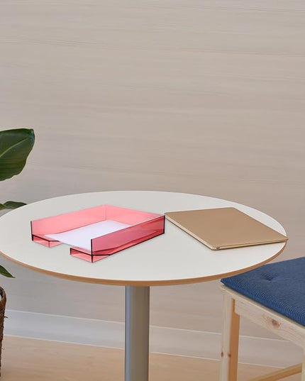 Stackable A4 Document Storage Box with Lid, Plastic File Organizing Case for Office Desktop Filing and Paper Holder