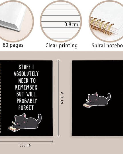 LIANGW Funny Black Cat Spiral Notebook Journal, Black Cat Lovers Gifts Journal for Writing, Pet Cats Mom Lady Owner Gifts, Cats School Office Stuff Supplies, 5.5x8.3 Inch