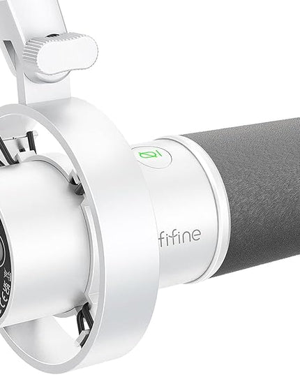 FIFINE Studio XLR Dynamic Microphone, USB PC Podcast Microphone for Streaming Recording, XLR/USB Vocal Mic with Tap-to-Mute, Gain Knob, Headphones Monitoring-Amplitank K688 White
