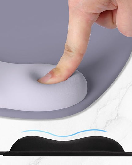 ITNRSIIET Ergonomic Mouse Pad, Cushioned Gel Wrist Rest, Non-Slip Base, Smooth Surface, Compatible with All Mice for Office & Gaming, Desk Accessory, 9.5 x 8.2 inch, Mist Gray