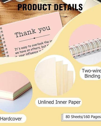 Thank You Pink Hardcover 160 Pages Spiral Notebooks, Funny Thank You Gifts for Women Men Coworkers Leader Mentor, Appreciation Gifts for Employees, Thanksgiving Gifts for Colleagues Leaders