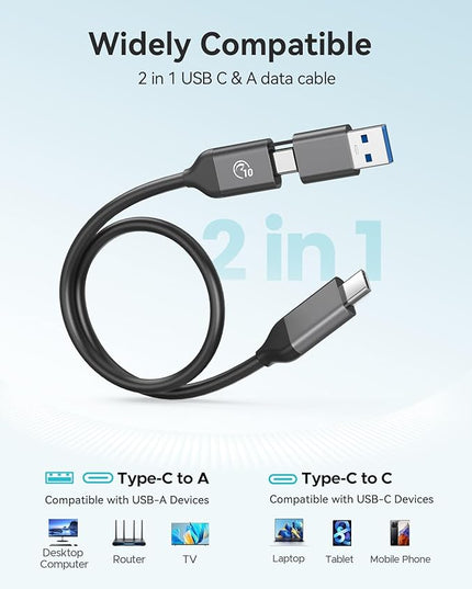 ORICO Portable SSD 2 TB with 2 in 1 USB C Cable, External Solid State Drives, Up to 460MB/s, Status Indicator, Reliable Storage for USB-C Smartphone, PC - B5PLUS(Green)