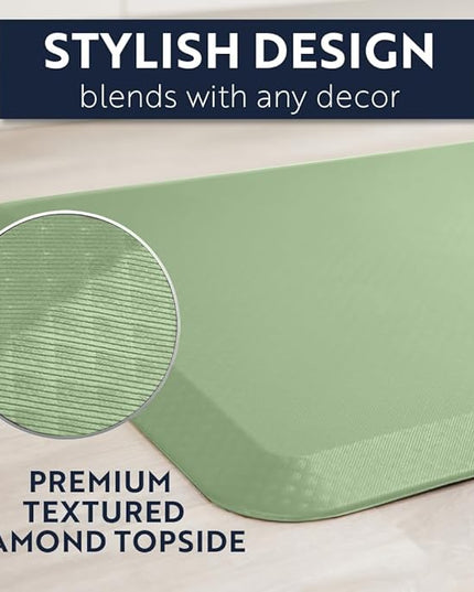 KANGAROO Thick Ergonomic Anti Fatigue Mats for Kitchen Floor, Cushioned Standing Office Desk Mat, Waterproof Scratch Resistant Topside, Supportive All Day Comfort Padded Foam Rugs, 17x24, Sage Green