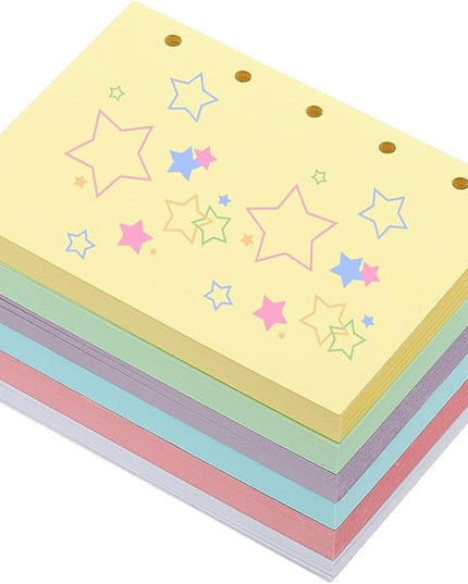 PATIKIL Colored Loose Leaf Paper, 4.1" x 3"(A8) 300 Sheets 5 Holes Punched 150GSM Blank Binder Refill Paper Supplies for Office Note Taking Teacher Planner Journal Notebook, 6 Colors