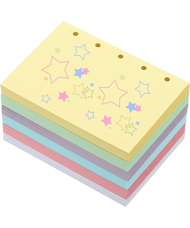 PATIKIL Colored Loose Leaf Paper, 4.1" x 3"(A8) 300 Sheets 5 Holes Punched 150GSM Blank Binder Refill Paper Supplies for Office Note Taking Teacher Planner Journal Notebook, 6 Colors