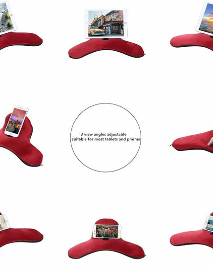 OKATOPGEAKO Pillow Cushion Multi-Angle Soft Tablet&Phone Stands, Pad Pillow Holders with Adjustable Angle Control for Pad Air, Pad Mini, Pad Pro, iPhones, Tablets, eReaders, and More (Wine Red)