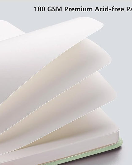 RETTACY Blank Journal Notebook, 192 Pages, A5 Medium Size (5.7'' x 8.3''), Leather Hardcover, 100 GSM Thick Paper, for Sketching, Drawing, Painting (Light Green)