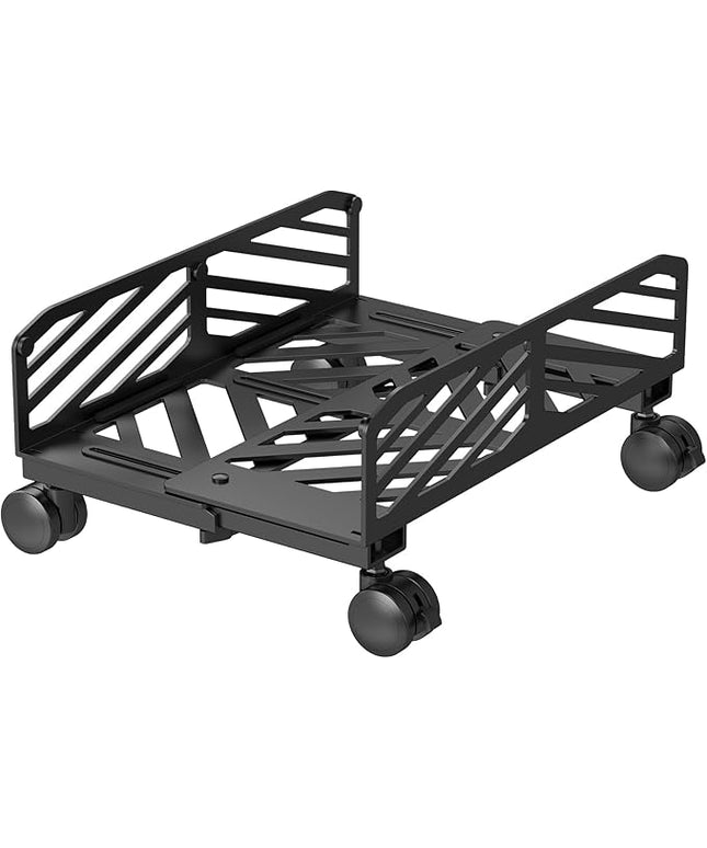 Suptek Computer Tower Stand,7.28 to 11.81 inch Wide Adjustable CPU Steel Rolling Stand,Under Desk or Floor Mobile CPU Stand Holder with Locking Caster Wheels,Gaming PC Holder, Black