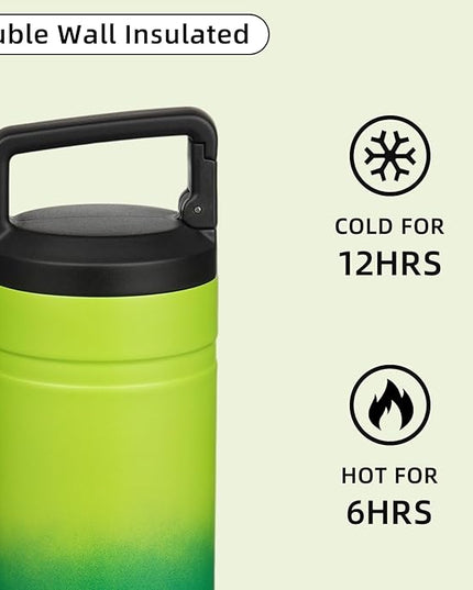 BJPKPK Insulated Water Bottle with 2 Lids,20 oz Double Wall Stainless Steel Vacuum Tumbler Travel Coffee Mug,Wide Mouth Thermal Cup,Matcha Green