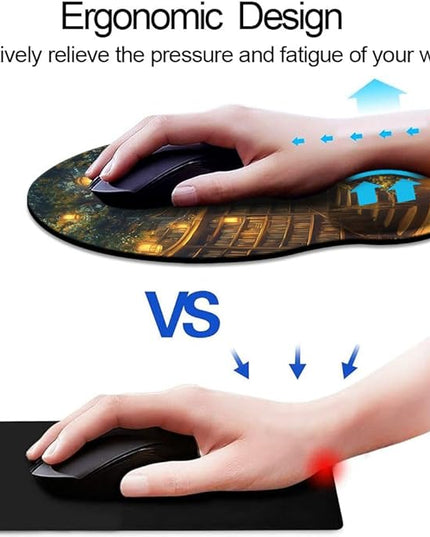 Ergonomic Mouse Pad with Wrist Support,Mouse Pad with Wrist Rest,Relieve Wrist Pain Mousepad Non-Slip Rubber Base,Mouse Pads for Desk,Computers,Laptop,Office,Home,Accessories Library Tree