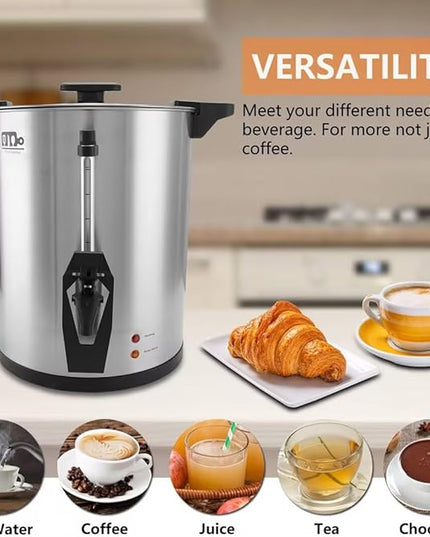 95 Cup 16L/4.23Gallon Commercial Coffee Urn, Festa Essential 1500W Large Percolate Coffee Maker, Hot Beverage dispenser With Double Dripless Faucet,Quick-Brewing Hot Water Urn for Catering,Home,Events