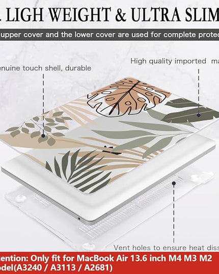 CISSOOK Compatible with MacBook Air 13.6 inch Case 2025 2024 2022 Release A3240 A3113 A2681, Tropical Hard Shell Case with Keyboard Cover for MacBook Air 13 inch M2 M3 M4 Chip