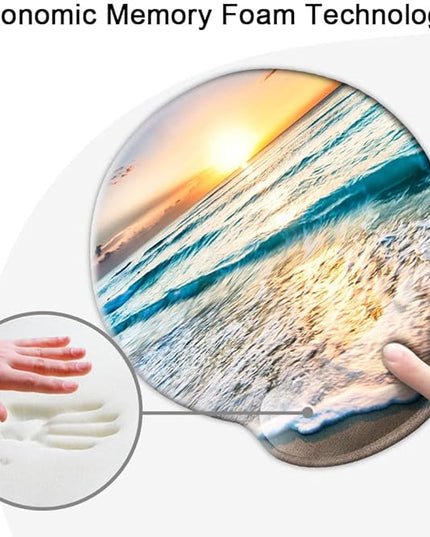 Ergonomic Mouse Pad with Wrist Support,Mouse Pad with Wrist Rest,Relieve Wrist Pain Mousepad Non-Slip Rubber Base,Mouse Pads for Desk,Computers,Laptop,Office,Home,Accessories Golden Beach