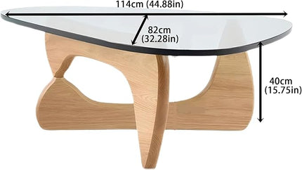 EASYSOUL Modern Glass Coffee Table, 32.68W x 22.44L x 15.75H in, Abstract Round Tea Tables for Living Room Home Office Industrial Cocktail Tables (Log-Clear Glass, 44.88")
